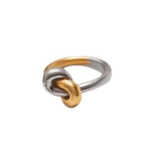 New ANTHO Two-Tone Knot Ring in Silver and Gold Size 7